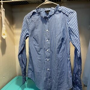 Ann Taylor Blue and White Striped Women Shirt